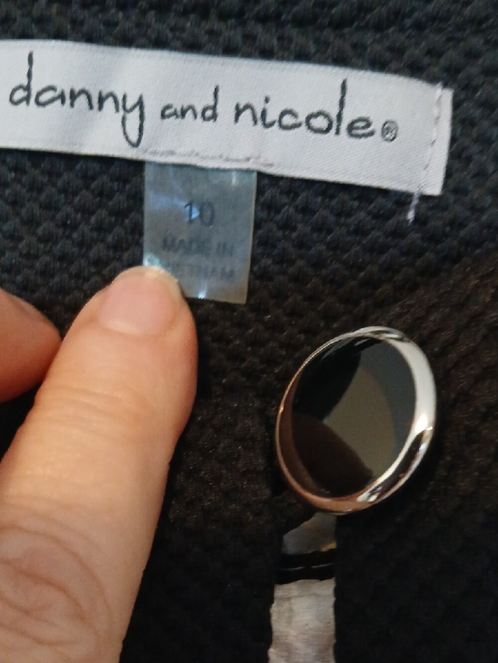 Danny & Nicole Black Textured Jacket with Shiny Black Button - Picture 2 of 4